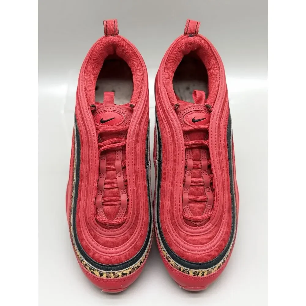 Women’s 8 Nike Air Max 97 Leopard Pack Red Black BV6113-600 Pre-owned